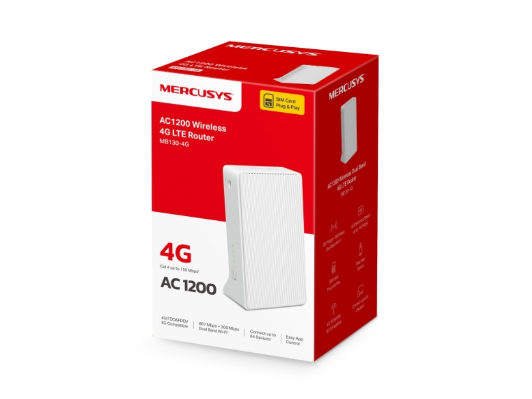 Buy Mercusys MB130-4G AC1200 LTE Router – Dual-Band WiFi, in Qatar Buy Mercusys MB130-4G AC1200 LTE Router – Dual-Band WiFi, in Qatar